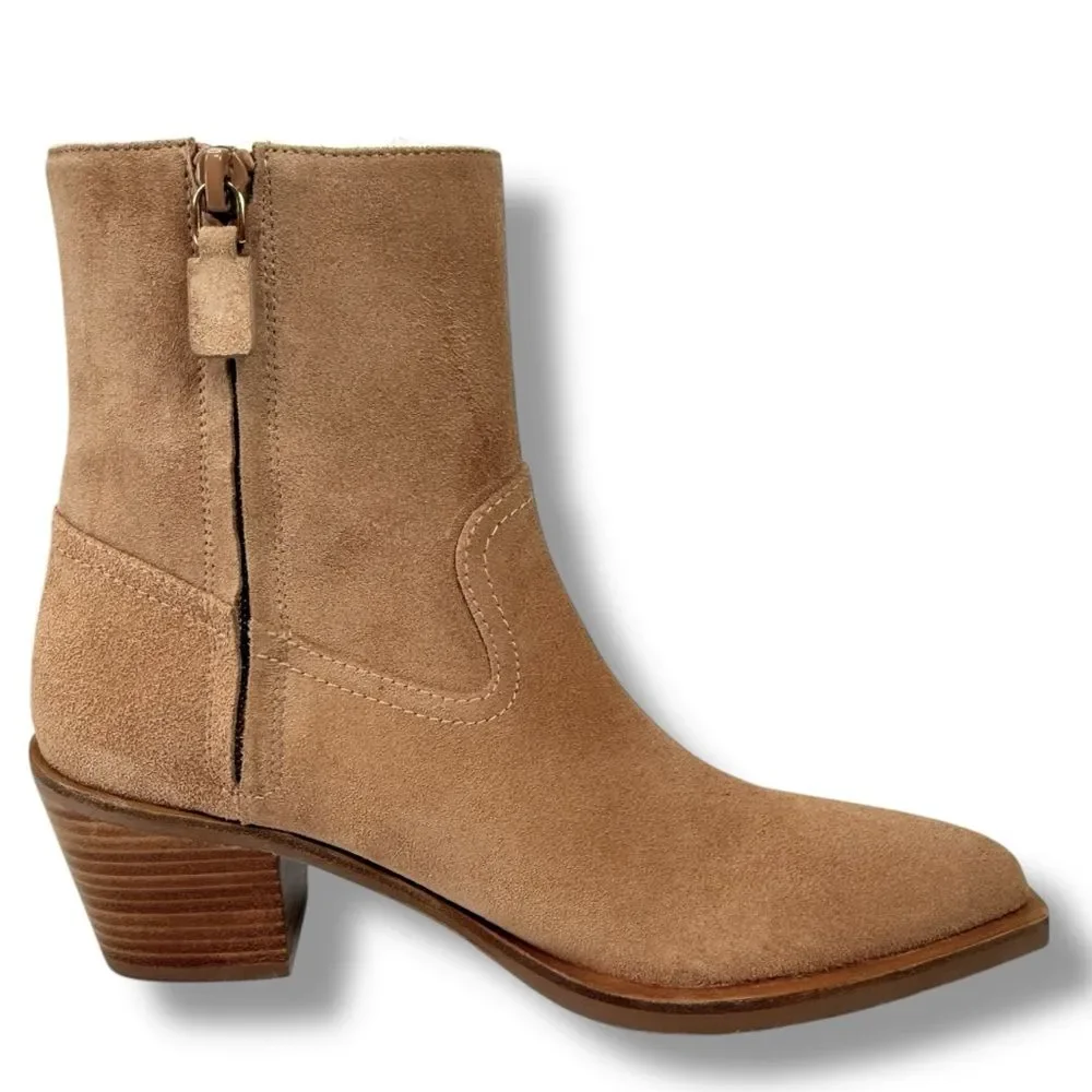 NEW Stuart Weitzman Tate Suede Ankle Booties Camel Size 5 Western Festival Boho
